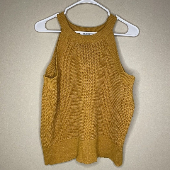 Madewell Tops - Madewell Sweater Tank Womens Size L. Large. High Neck Cutaway Shoulders Knit